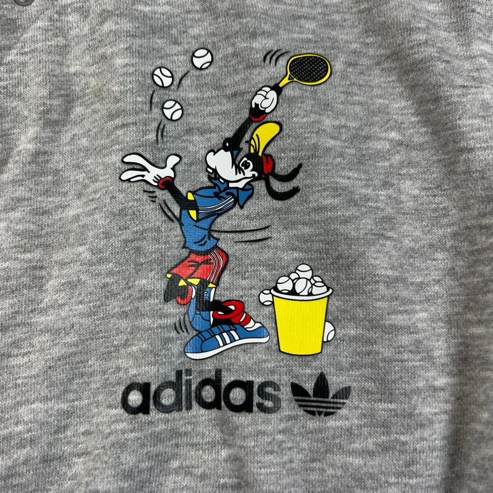 Adidas Goofy Hoodie‎ Kids 6M Gray Disney Sport Graphic Pullover Vintage NWT